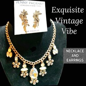 Vintage Floral Crystal NECKLACE NWOT ⭐️CRYSTAL EARRINGS